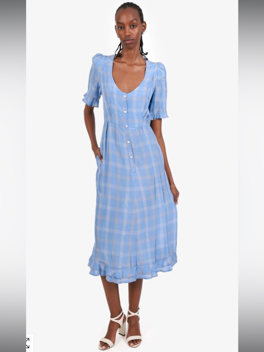 Smythe Light Blue Plaid Button-Front Midi Dress - Picture 3 of 3